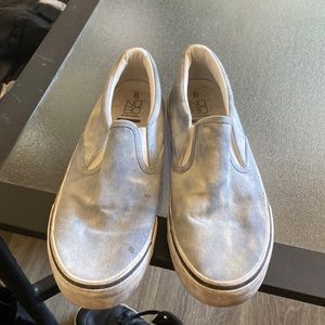 Blue and white slip on shoes